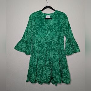 Tuckernuck Green Floral Ruffle Mini Dress